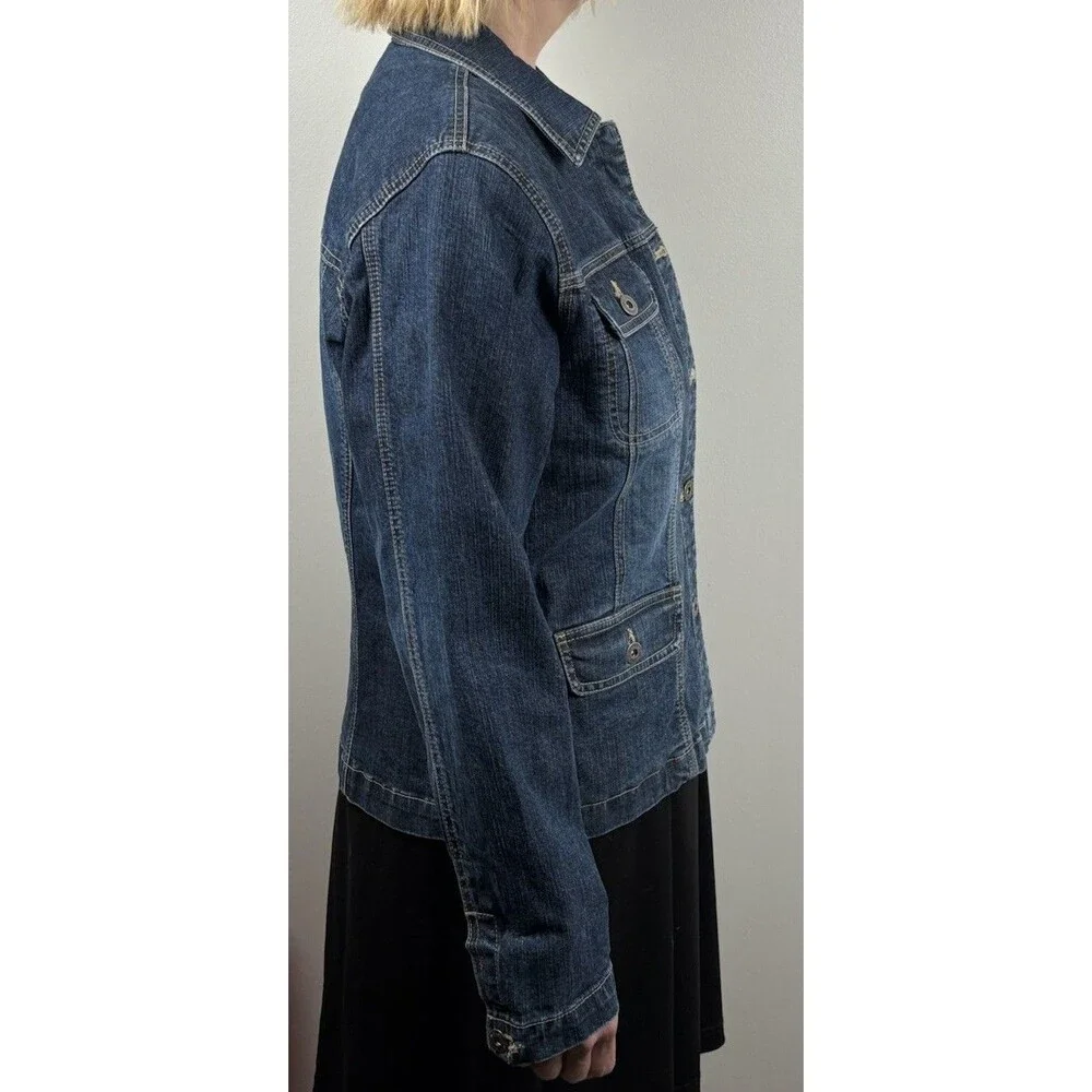 Vintage Jean Denim Jacket Liz Claiborne Four Pocket Womens Medium
